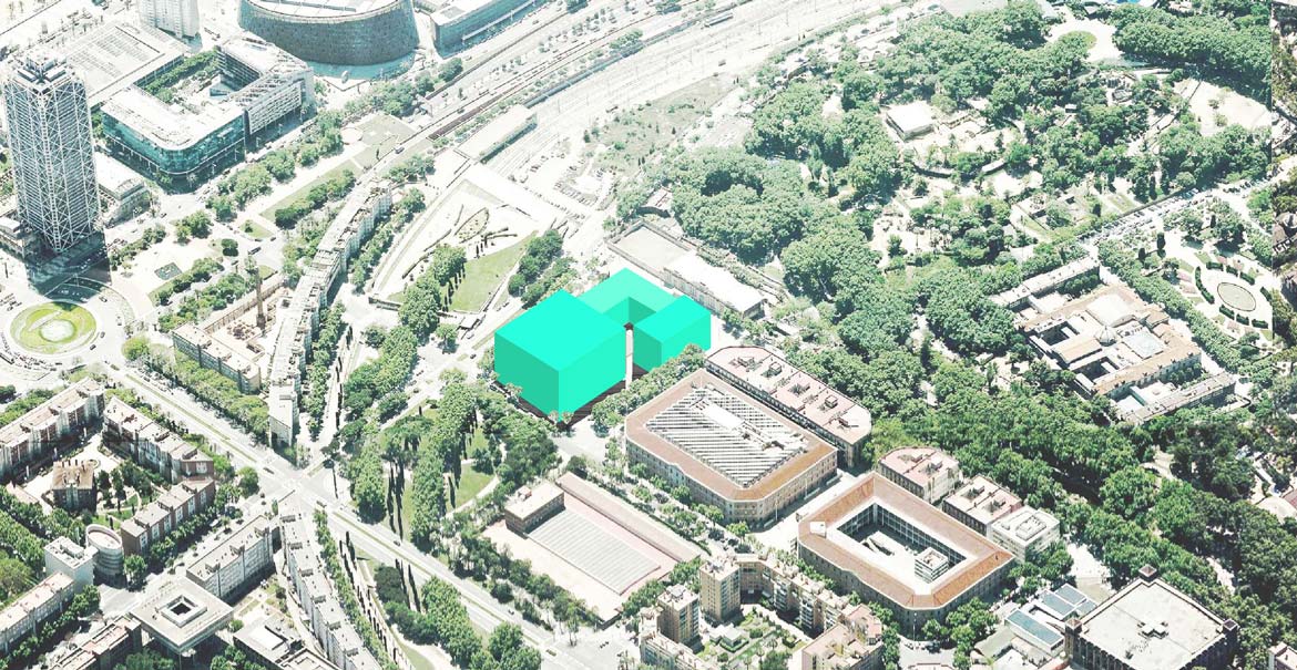 Ubicación de los edificios del Mercat del Peix en el campus de la Ciutadella